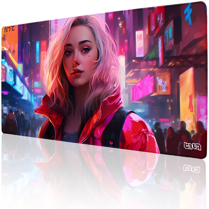 Подложка за мишка Gaming TILT Neon Vibrations, 100x50 см, неплъзгаща се, ръчно зашит ръб
