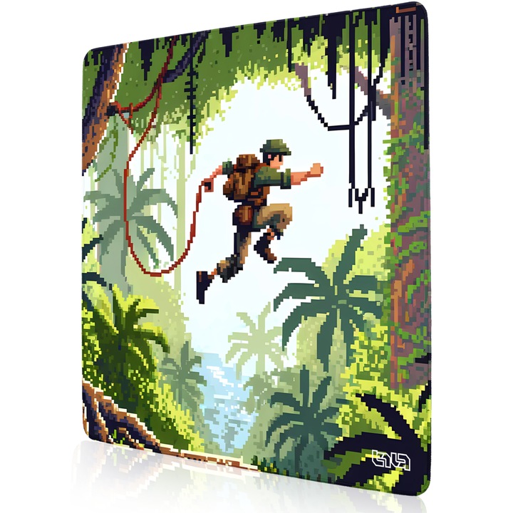 Mousepad TILT Jump into Adventure, antiderapant, cusaturi manuale, 50x50cm