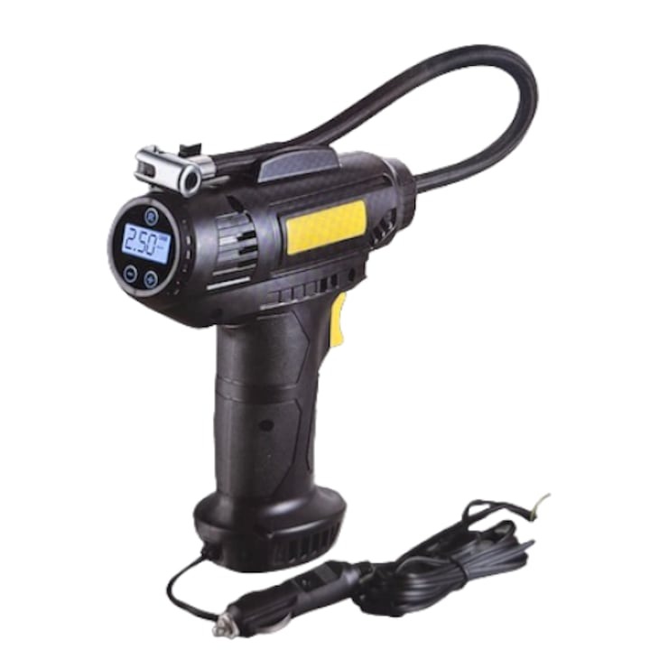Compresor auto fara fir, putere 72 W, 7.2V, 10.0 Bar, iluminare LED, capacitate de aer de 18 litri pe minut, negru