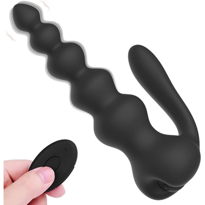 DEACOWER anális vibrátor, G-pont stimuláló, dupla fej, USB újratölthető, fekete