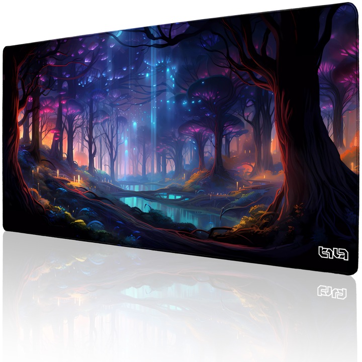 Mousepad TILT Planeta Wiboo, 100x50cm, antiderapant, cusaturi manuale, negru
