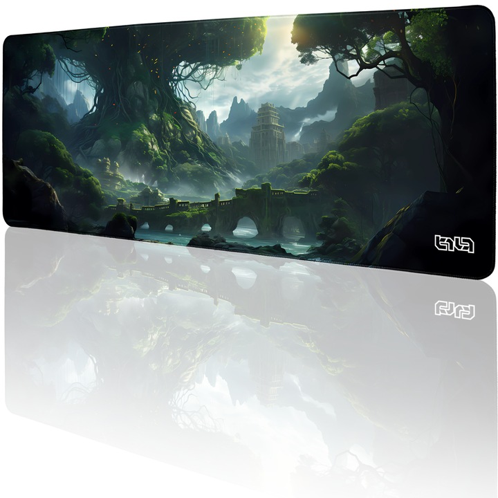 Подложка за мишка TILT Tree of Civilization, неплъзгаща се, ръчно зашити ръбове, 80x30cm