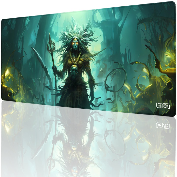 Mousepad TILT Power of Shaman, antiderapant, cusaturi manuale, 90x40cm