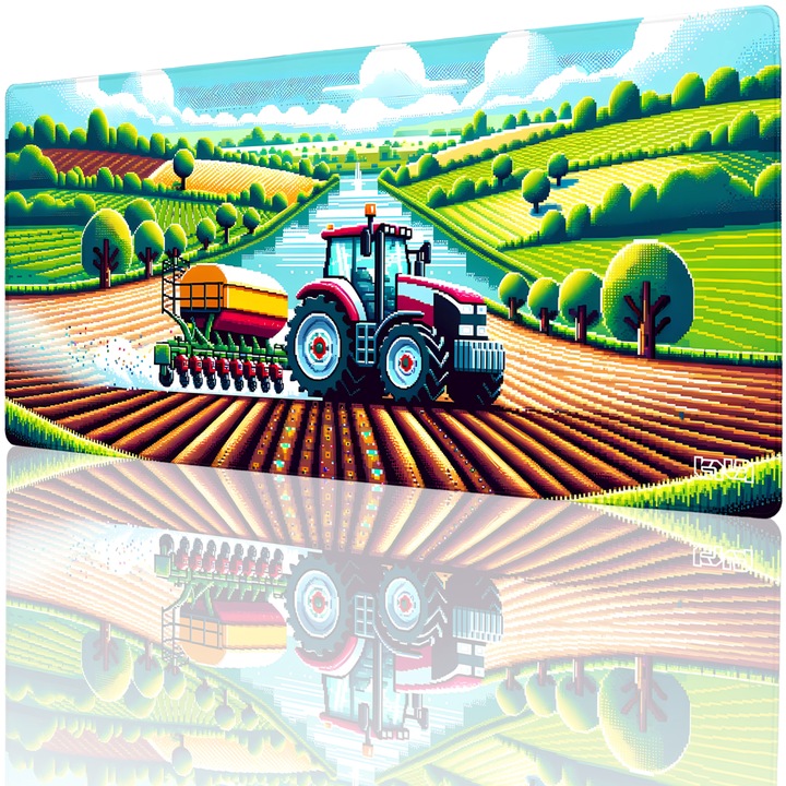 Подложка за мишка TILT Farm Simulator, неплъзгаща се, ръчно ушита, 90x40 см, многоцветна