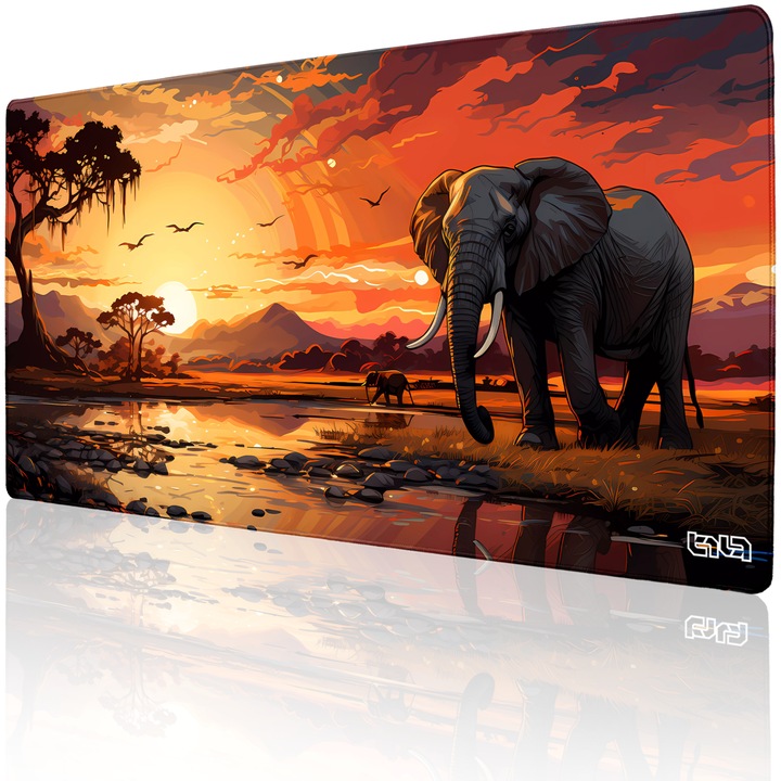 Подложка за мишка TILT Safari, неплъзгаща се, ръчно зашити ръбове, 100x50 см, многоцветна