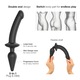 Dildo 2 in 1 STRAP-ON-ME Switch Plug-in, semi-realistic, silicon, negru, 155x34mm