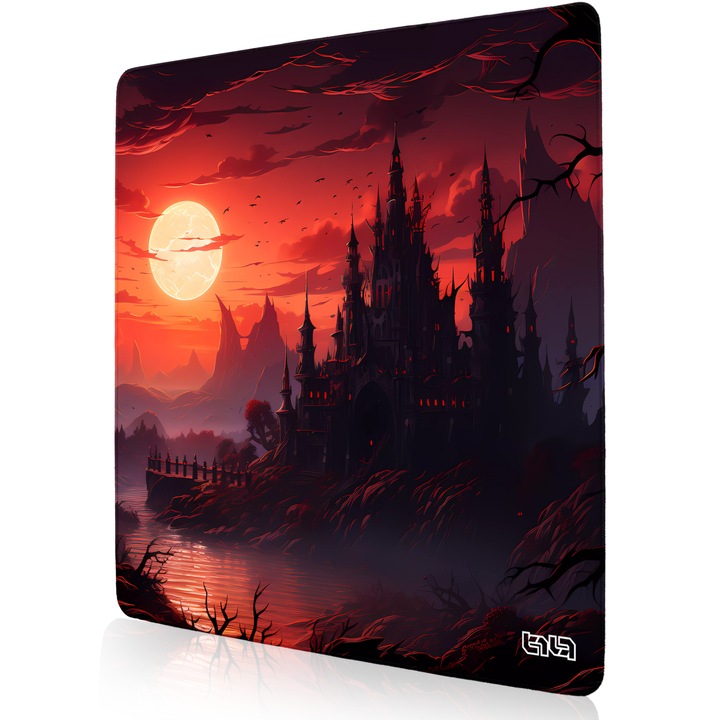 Mousepad TILT Moonshadow Keep, antiderapant, cusaturi manuale, 50x50cm