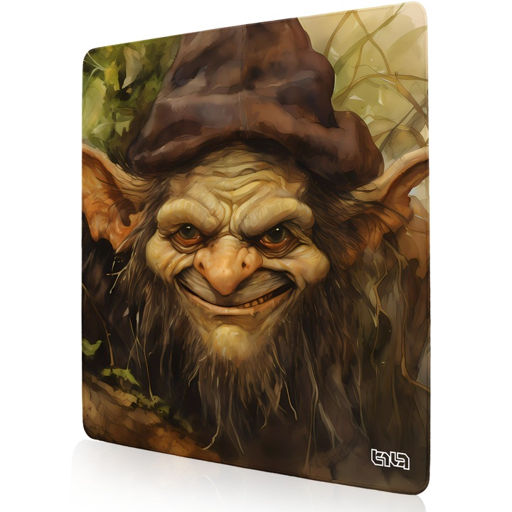 Mousepad, TILT Lesny Troll, antiderapant, cusaturi manuale, 50x50cm, multicolor