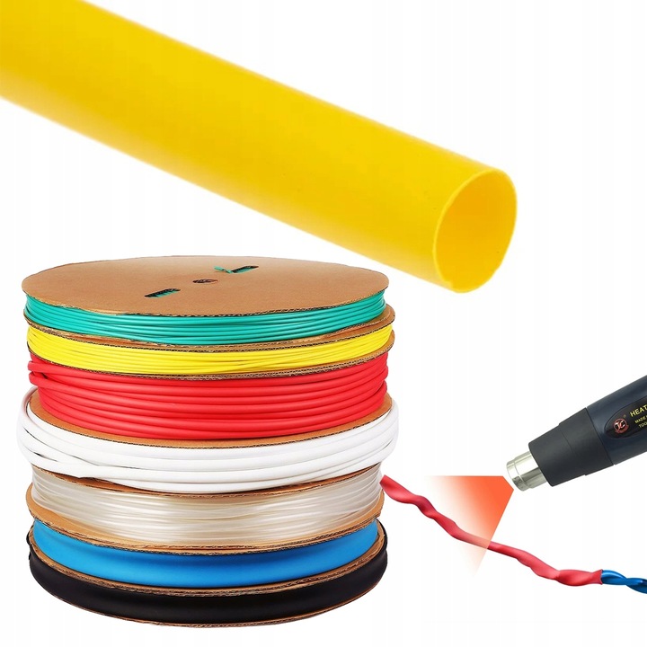 Термосвиваема тръба, Rosfix, 2 мм, 1 м, жълта, комплект от 1 м