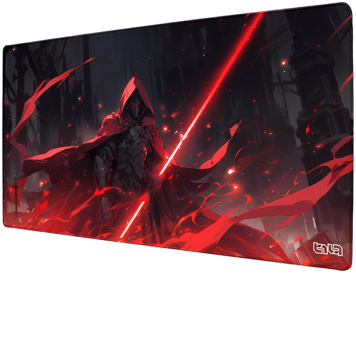 Mousepad TILT, 100x50cm, antiderapant, margine cusuta manual, rosu//negru