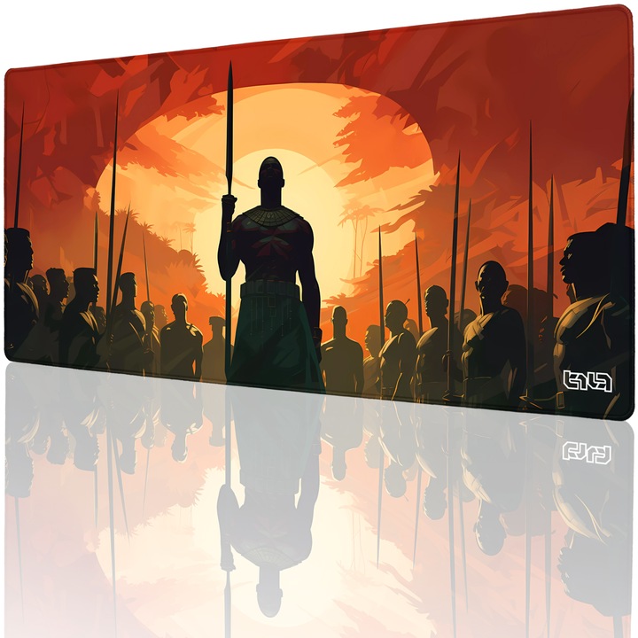 Mousepad TILT Afrykanscy Wojownicy, antiderapant, cusaturi manuale, 90x40cm