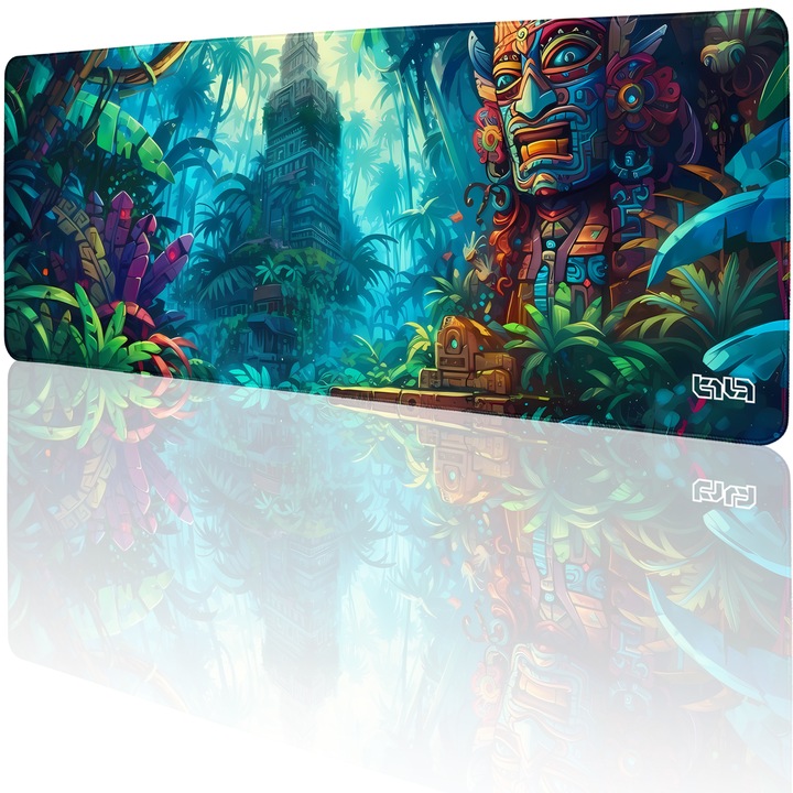 Mousepad TILT Azteckie Echa, 80x30cm, antiderapant, cusaturi manuale