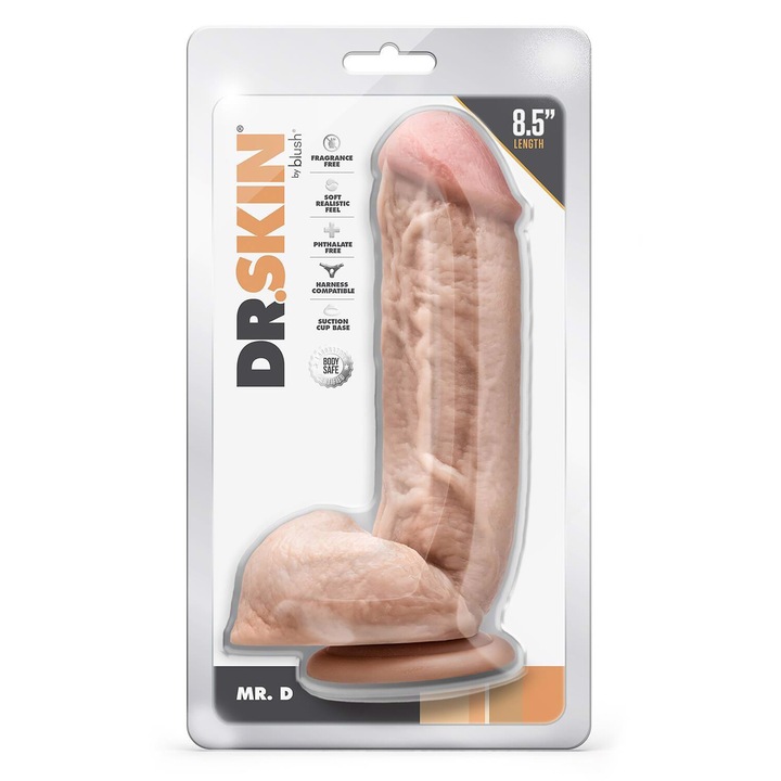 Дилдо с вендуза Dr. Skin Mr. D, 21,6x5 см, Бежов