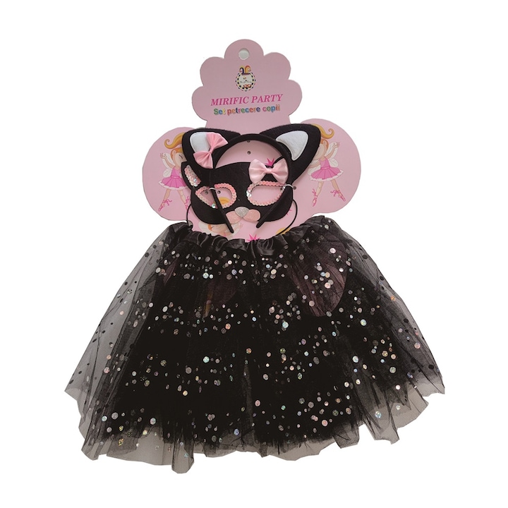 Set 3 piese, negru, alb, pisica, 30 cm, PPQT9947