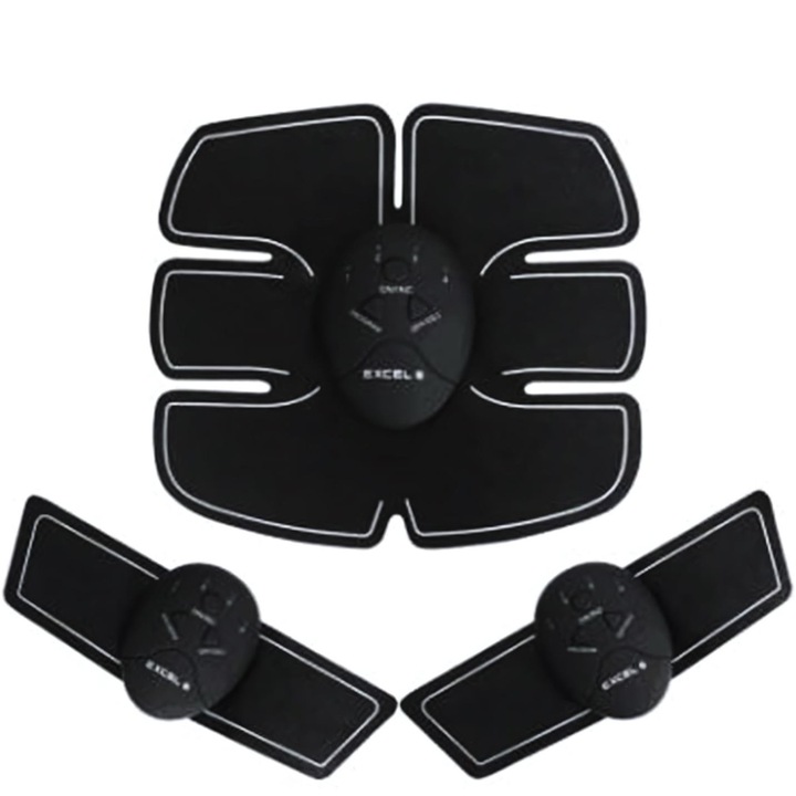 Kit complet Electrostimulator SDEPOT®, cu 6 moduri de antrenament, EMS, Negru