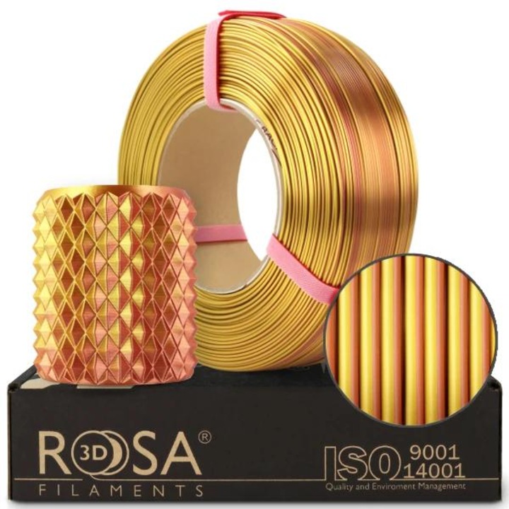Филамент, ROSA3D, ReFill PLA Magic Silk 1,75 мм, злато-мед, 1 кг
