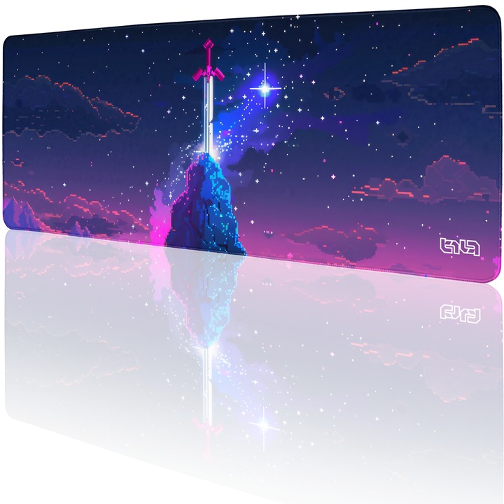 Mousepad TILT Moonlit Excalibur, antiderapant, cusaturi manuale, 80x30cm
