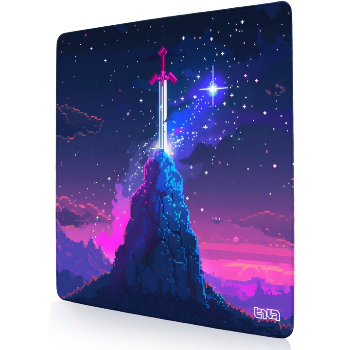 Mousepad TILT Moonlit Excalibur, 50x50cm, antiderapant, margini cusute manual, negru