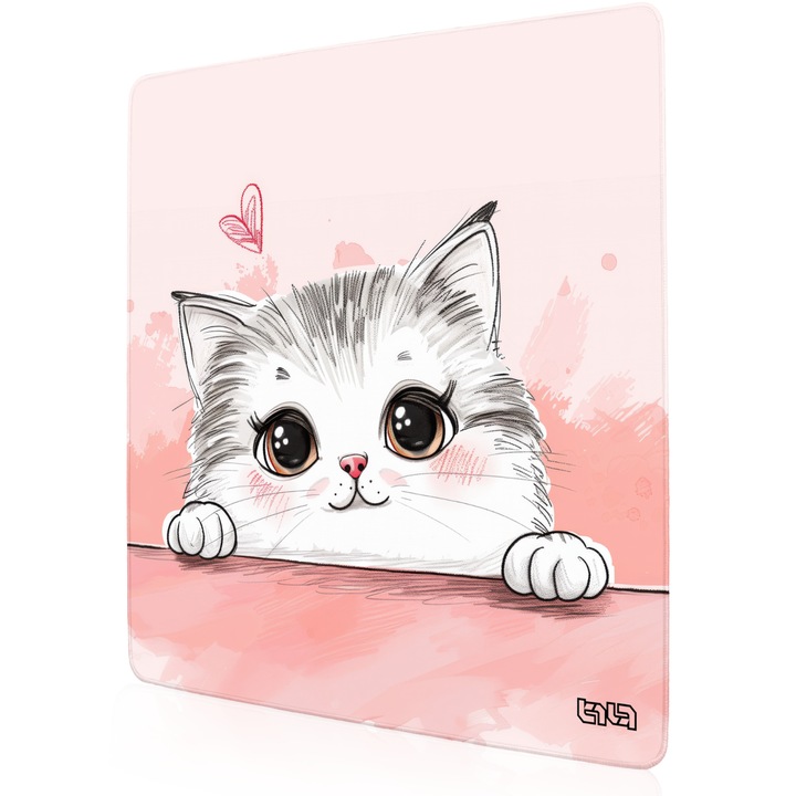 Mousepad TILT Kitty Catty, antialunecare, cusaturi manuale, 50x50cm