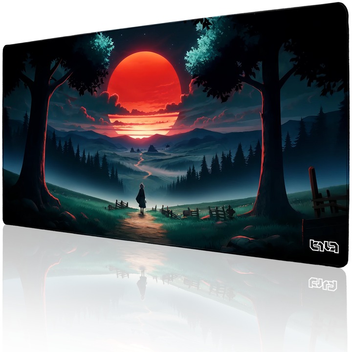 Egérpad, TILT Adventure Road, 100x50cm, csúszásmentes, kézzel varrott szél