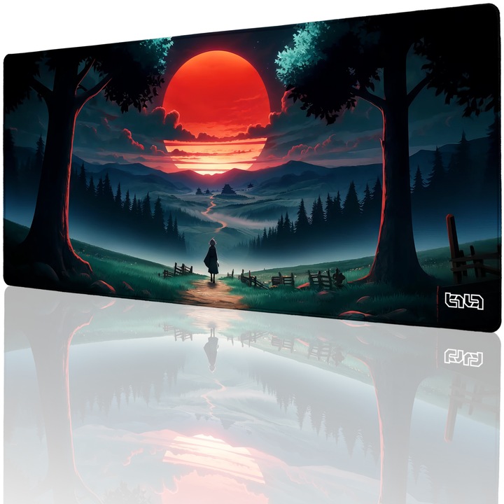 Mousepad TILT Adventure Road, antiderapant, cusaturi manuale, 90x40cm