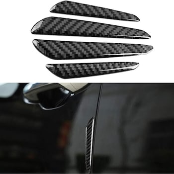 Set 4 bucati Protectii Usa Auto, Fibra de Carbon, Negru