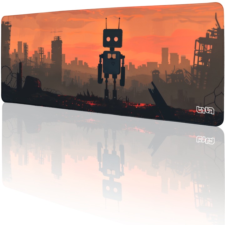Mousepad TILT Death and Robots, antiderapant, margini cusute manual, 80x30cm
