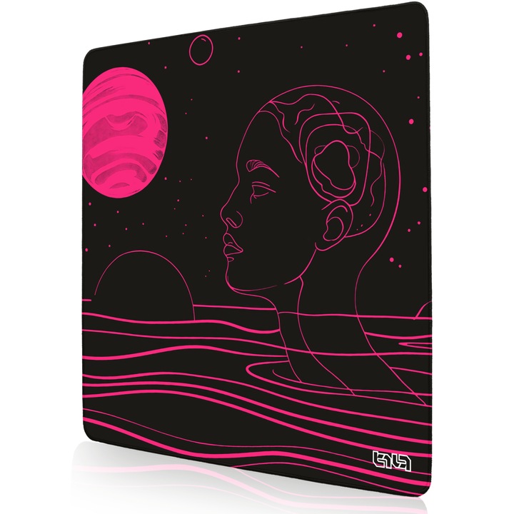 Mousepad TILT Pink Line, Antialunecare, Margini Cusute Manual, 50x50cm, Roz