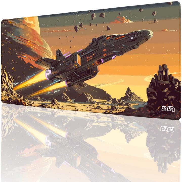 Mousepad TILT Dry Spacelands, antiderapant, cusaturi manuale, 90x40cm, multicolor