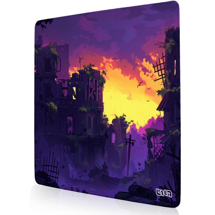 Mousepad TILT Purple Dawn, antiderapant, cusaturi manuale, 50x50cm