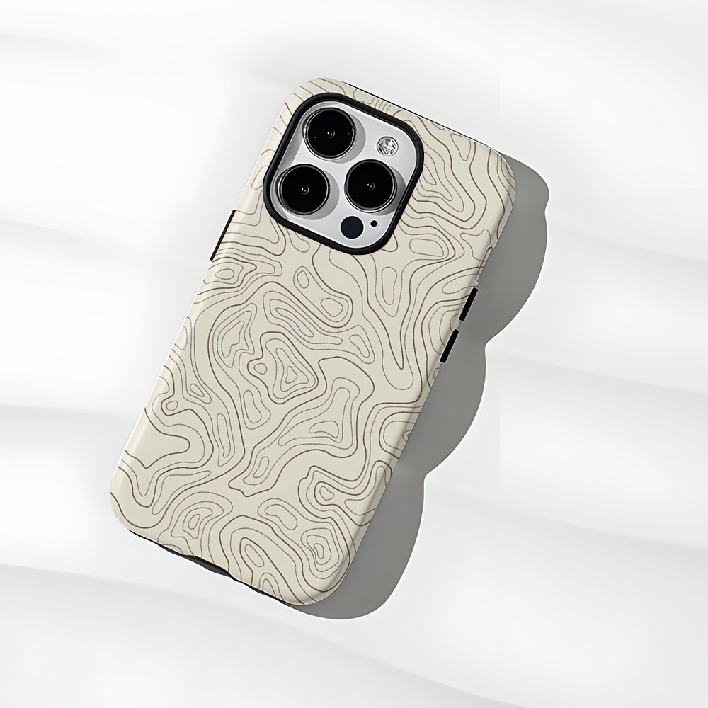 Husa Carcasa Hibrida, Protectie 2 Straturi, Design Valuri Fashion, Alb, pentru Apple iPhone 15 Pro Max