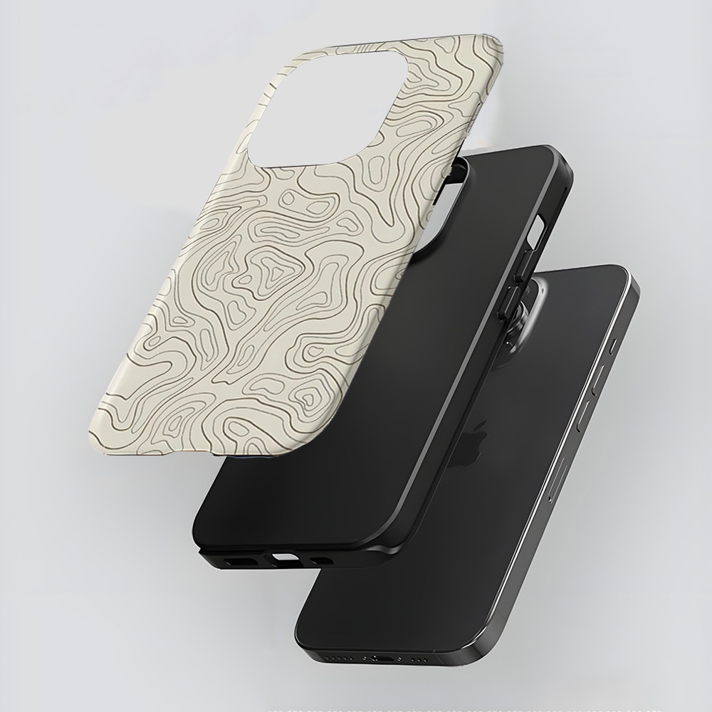 Husa Carcasa Hibrida, Protectie 2 Straturi, Design Valuri Fashion, Alb, pentru Apple iPhone 15 Pro Max