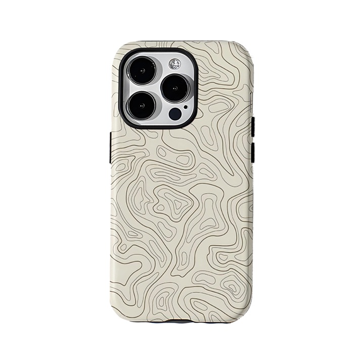 Husa Carcasa Hibrida, Protectie 2 Straturi, Design Valuri Fashion, Alb, pentru Apple iPhone 15 Pro Max