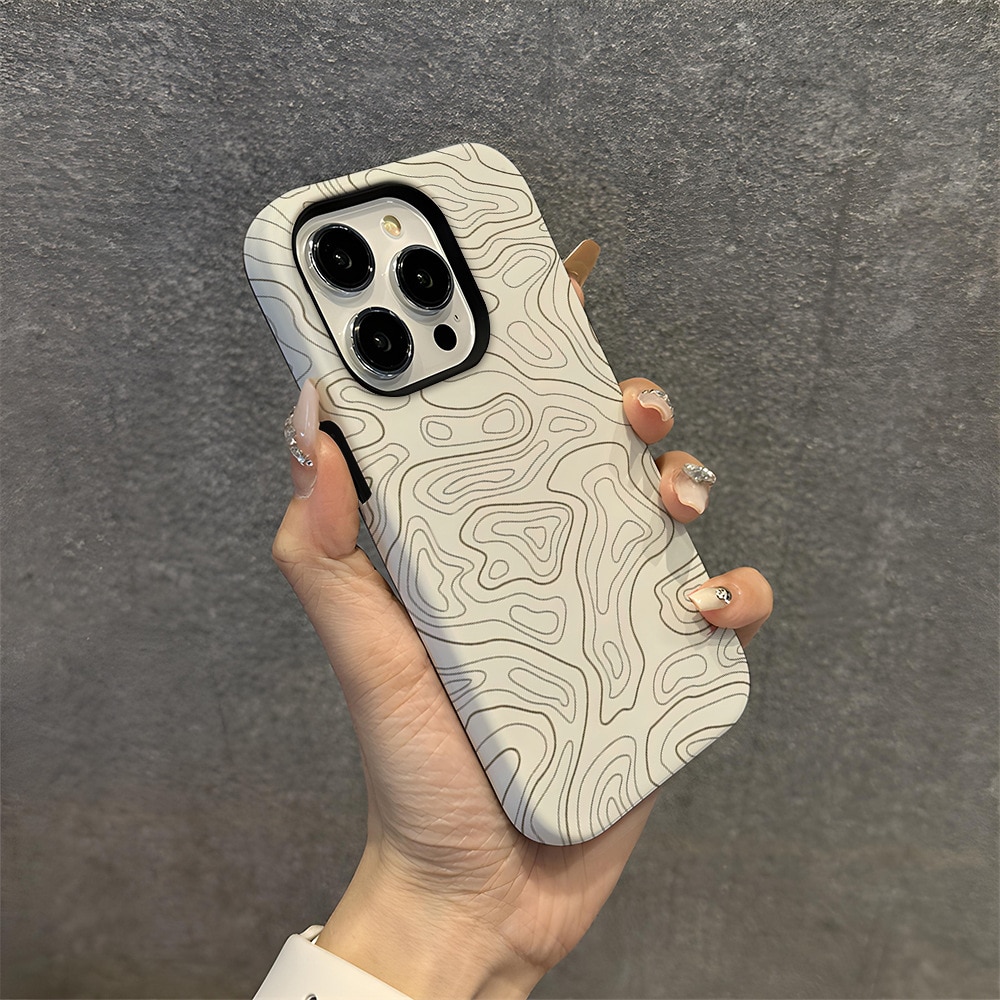 Husa Carcasa Hibrida, Protectie 2 Straturi, Design Valuri Fashion, Alb, pentru Apple iPhone 15 Pro Max