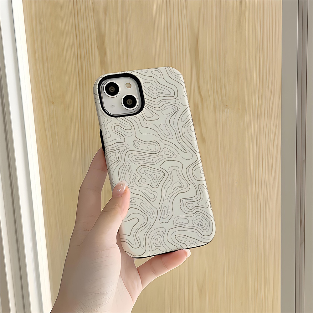 Husa Carcasa Hibrida, Protectie 2 Straturi, Design Valuri Fashion, Alb, pentru Apple iPhone 15 Pro Max