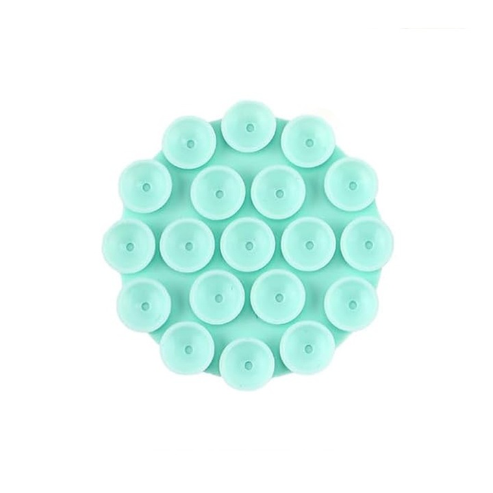 Telefontartó tapadókorongokkal, kerek - Techsuit (SC-CUP) - ciánkék