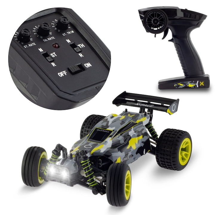 Кола с дистанционно RC X-Pace 4x4, Overmax, 45 км/ч, 25.5x18x10 см, Многоцветен