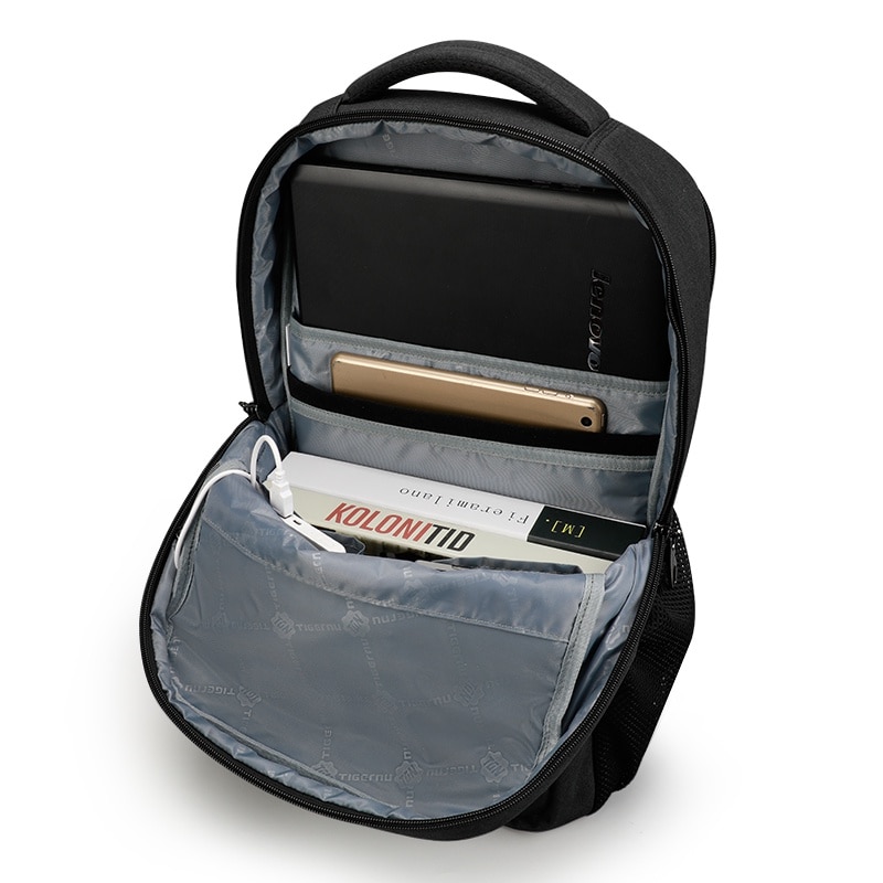 Rucsac laptop 15.6" smart casual, impermeabil, cu port USB, Tigernu, 30x16x45 cm, Negru