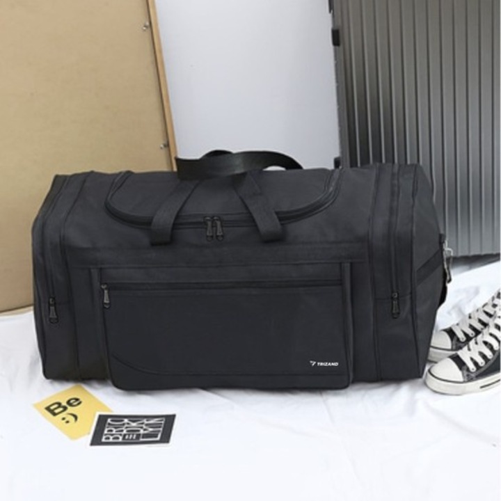 Geanta multifunctionala de voiaj, Zola, 70 l, curea de mana si de umar, ideala pentru avion, nailon, impermeabila, 70 x 29 x 32 cm, neagra