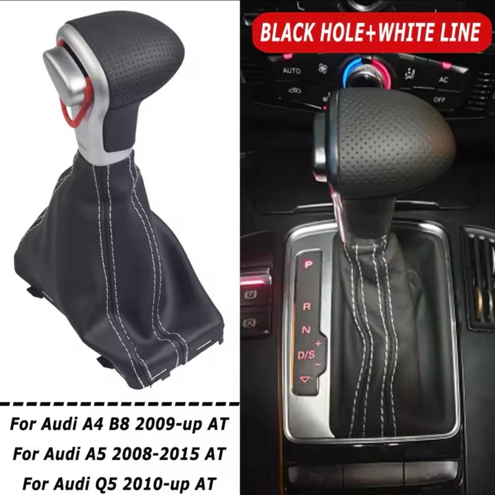 Automata sebességváltó gomb és hüvely Audi A3, A4, A5, A6, Q5, Q7 S-line, perforált bőr, fekete