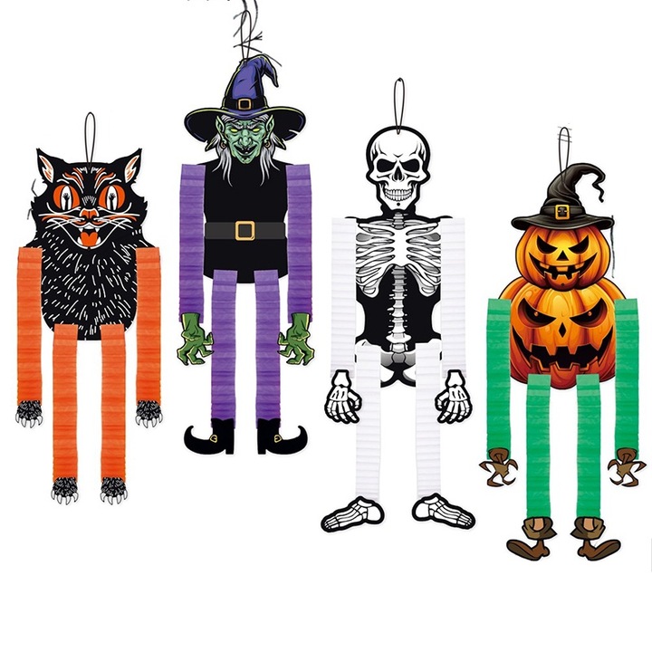 4 db függő Halloween dekoráció készlet, Rqiurpn, 40x35x1 cm, Többszínű
