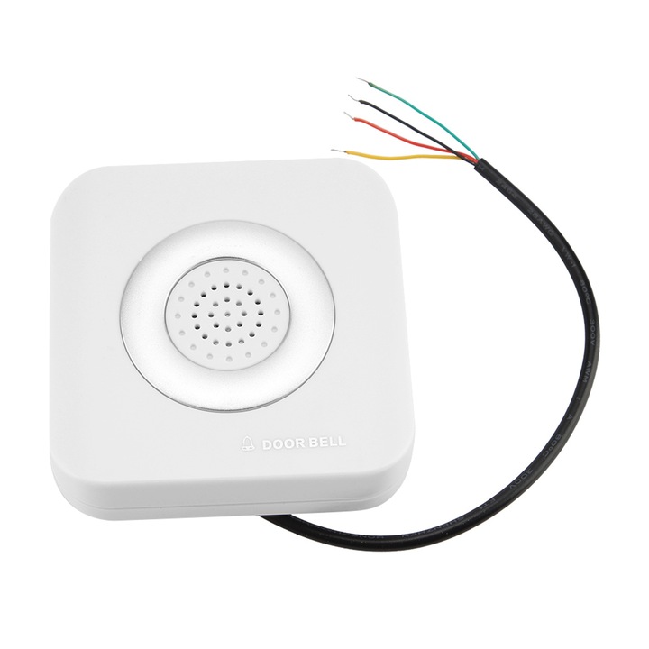 Sonerie usa Fozuanei, 12V, montare pe perete, ABS, 90dB, 86x86x25mm, alb