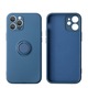 Husa iPhone 15 Plus cu inel suport, silicon lichid, albastru