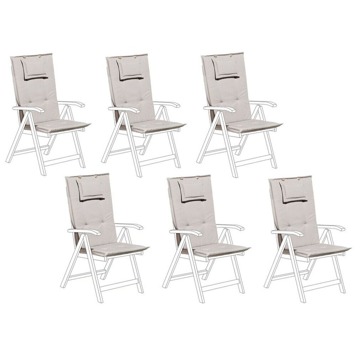 Hat Darab Kényelmes Szürke-Bézs Színű Párna Kerti Székhez Toscana/Java