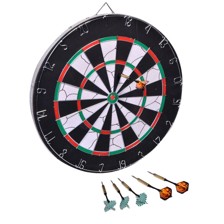 Shopiens® darts tábla 4 db nyíllal, kétoldalas, 46 cm