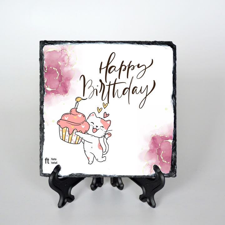 Placa decorativa, Happy birthday, 15x15 cm