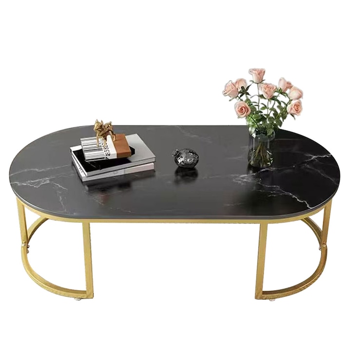 Холна маса с един рафт черна/златна