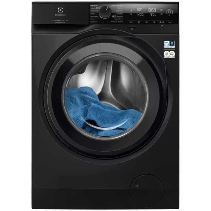 Пералня Electrolux Ecoline EW7FG4492UDE, 9 кг, 1400 об/мин, Клас A, Инверторен мотор, Универсален дозатор за препарати, Освежаване с пара/Програма за лесно гладене, Сребрист