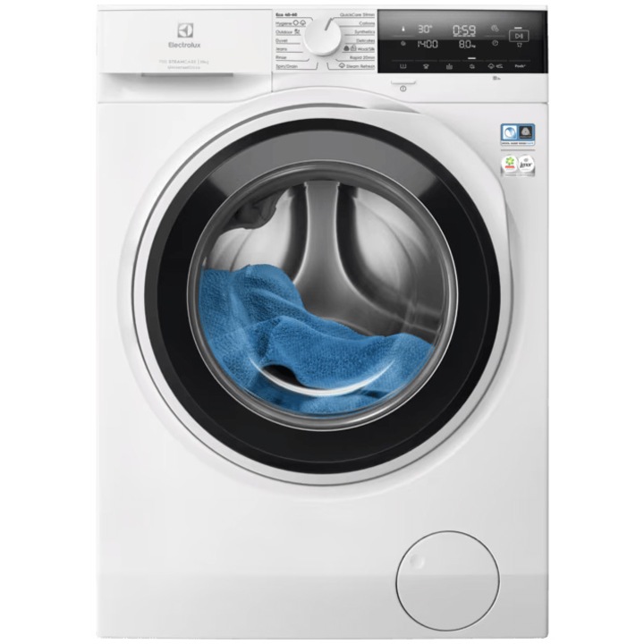 Пералня Electrolux EW7F3614UE, 10 кг, 1600 об/мин, Клас А, Инверторен мотор, Универсален дозатор за препарати, EasyIron Steam, SensiCare, TimeManager, Rapid 20 мин, Бял