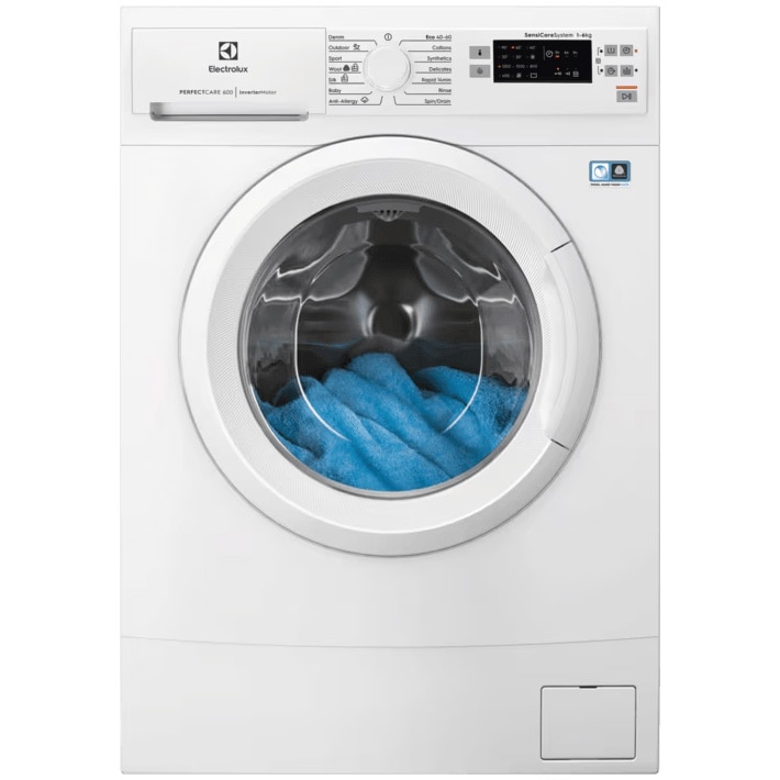 Masina de spalat rufe Slim Electrolux EW6SM526WE, 6 kg, 1200 RPM, Clasa B, Motor Inverter cu MagnetPermanent, Rapid 14 min, Alb